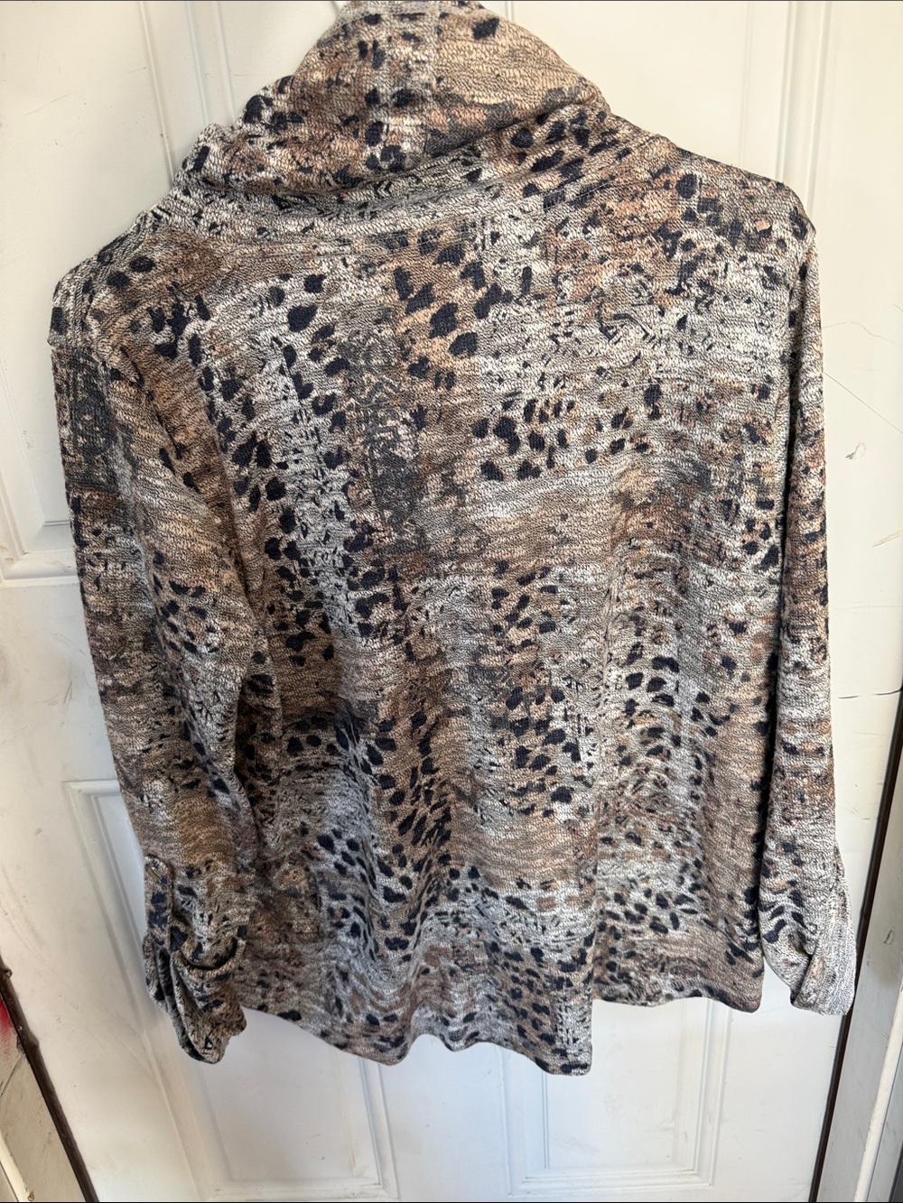 Ruby Rd. Neutral Leopard Print Cowl Neck Pullover - Picture 4 of 4